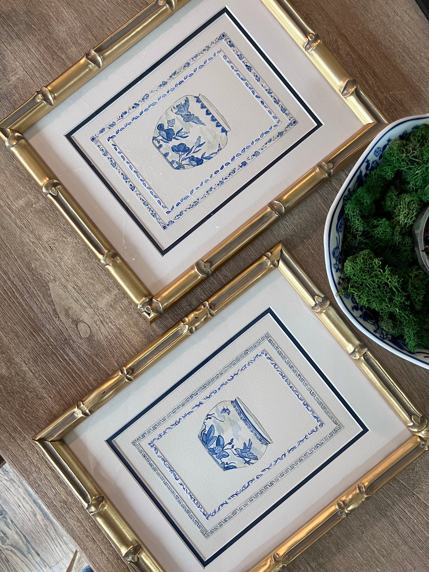 Framed Blue & White Jardiniere I