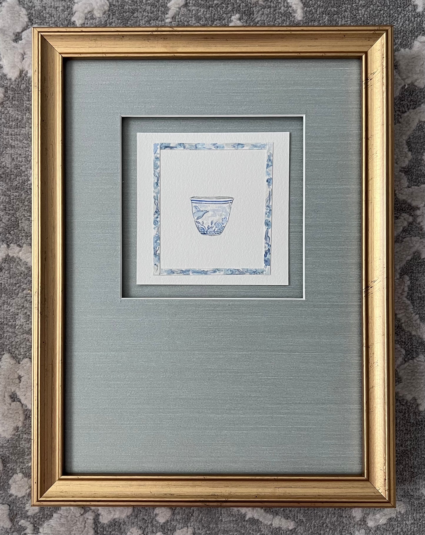 Framed Blue & White Mini Jardiniere I