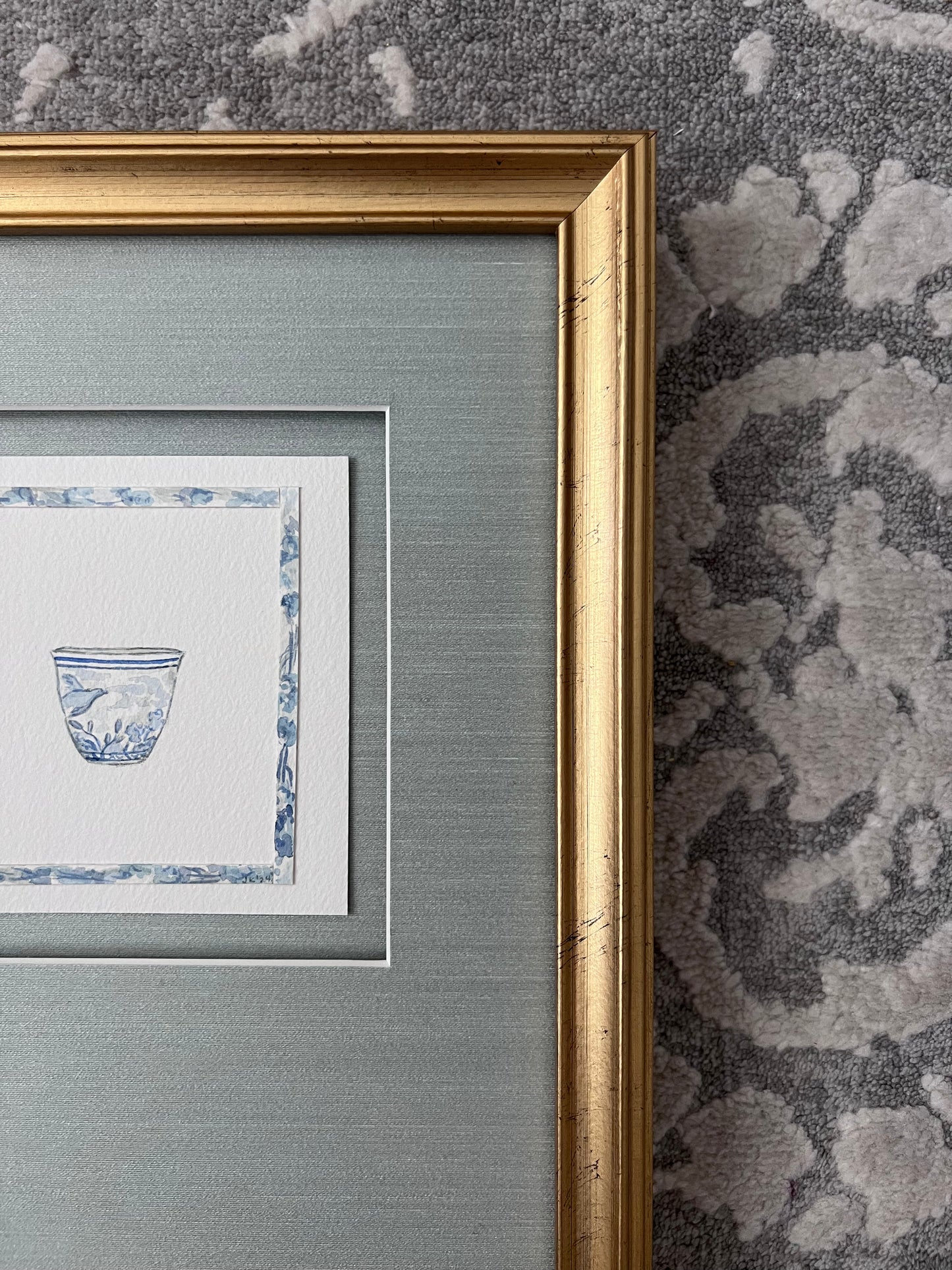 Framed Blue & White Mini Jardiniere I