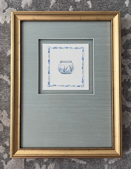 Framed Blue & White Mini Jardiniere II