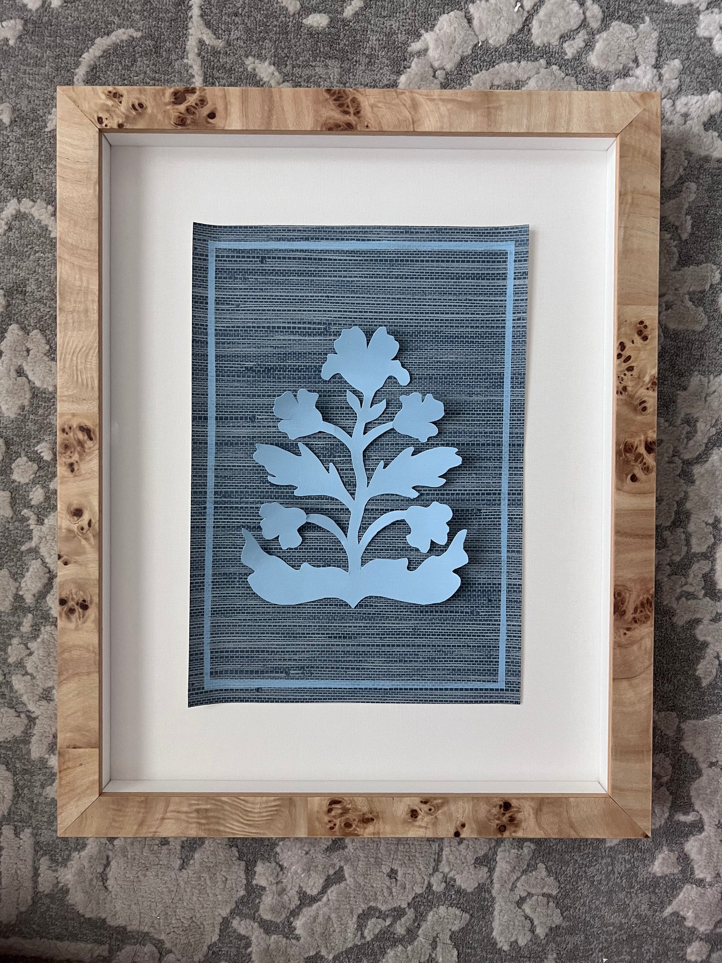 Framed Floated Floral in Blue