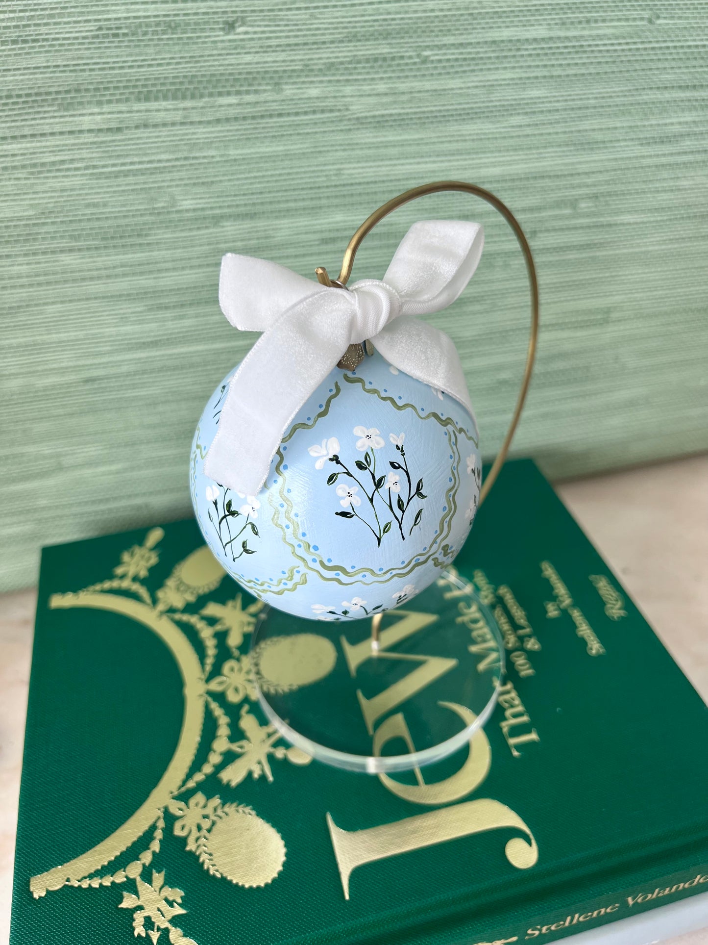 Blue Scallop Floral Ornament