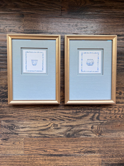 Framed Blue & White Mini Jardiniere I